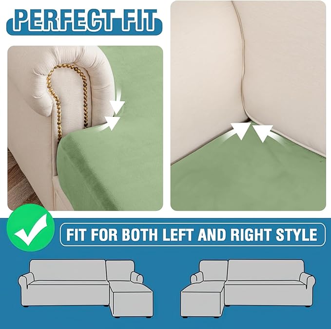 Couch Cover Stretch Velvet Sofa Cushion Cover 1-Piece - Elastic Washable Slipcover for Seat or Backrest, Couch Seat Covers for Sofas (Avocado Green)