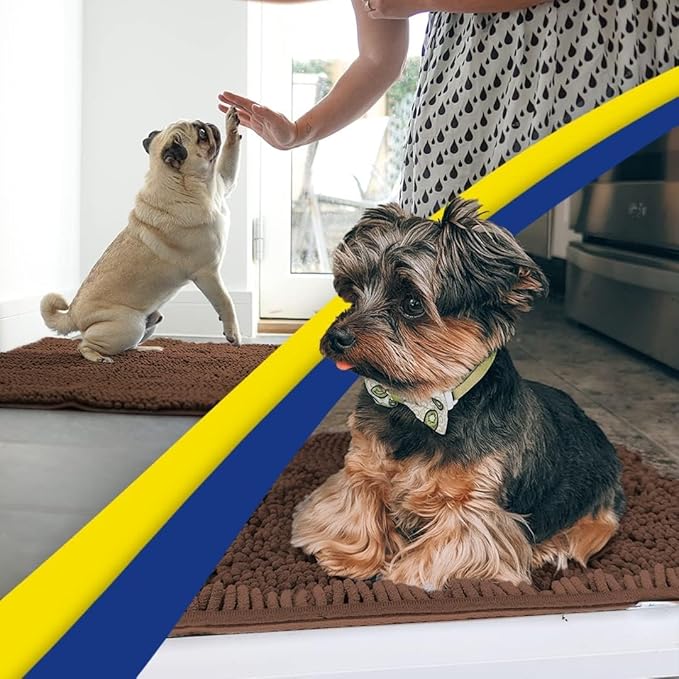 Muddy Mat® | Super Absorbent Door Mat Indoor, Microfiber Quick Dry Chenille Entryway Rug, Non-Slip Front Door Mat, Indoor Mats for Entryway, Machine Washable Pet Rug, Brown 36"x72"