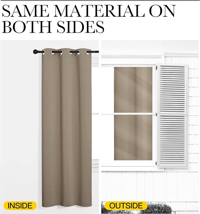 NICETOWN Taupe Room Darkening Curtains for Kitchen, Set of 2, 42 inches Wide by 78 inches Long, Window Treatment Thermal Insulated Solid Grommet Room Darkening Curtains/Drapes for Bedroom