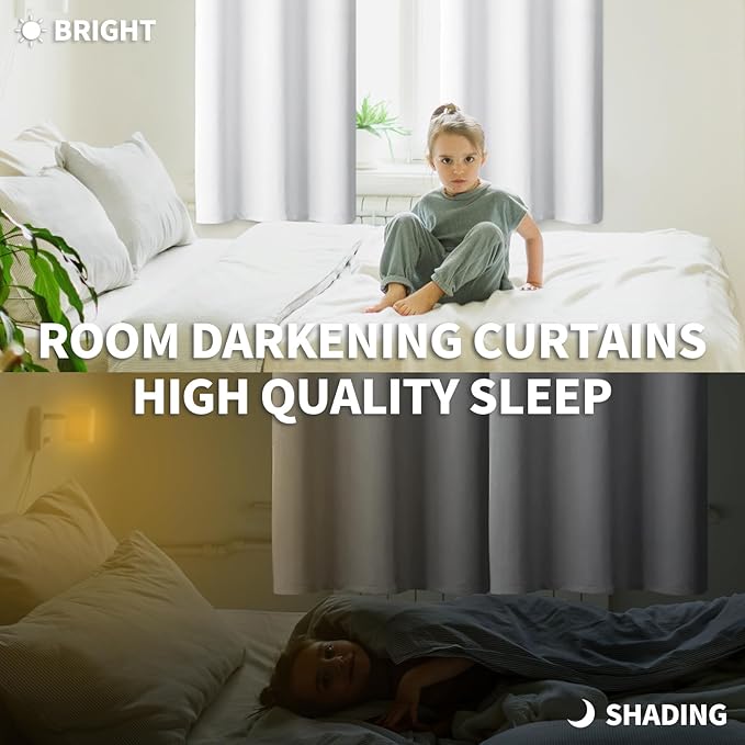 BGment Room Darkening Curtains for Bedroom - Grommet Thermal Insulated Window Treatments Light Blocking Curtains for Living Room, Set of 2 Panels, Each 55 x 69 Inch, Pure White