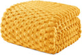 Exclusivo Mezcla Fleece Twin Blanket for Bed, Extra Large Fuzzy Mustard Yellow Bed Blankets, Soft Cozy Plush Sofa Throws for All Seasons, 60x80 Inches