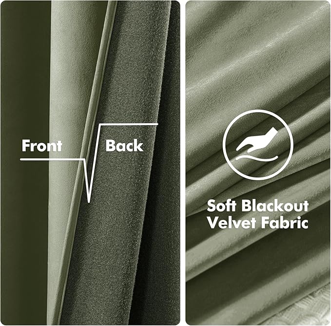 MIULEE Sage Green Elegant Grommet Curtains Thermal Insulated Soundproof Room Darkening Long Black Out Drapes for Classical Living Room Bedroom Decor 52 x 96 Inch Length Set of 2