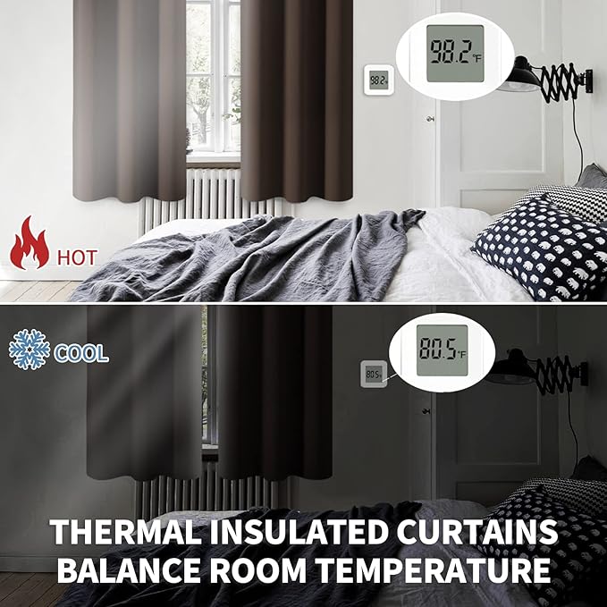 BGment Blackout Curtains for Living Room - Grommet Thermal Insulated Room Darkening Curtains for Bedroom, Set of 2 Panels (52 x 63 Inch, Brown)