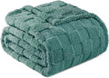 Exclusivo Mezcla Fleece Throw Blanket for Couch,Super Soft and Warm Lightweight Checkered Pattern Blankets for All Seasons,50x60 Inches, Celadon