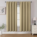 CUCRAF Beige Blackout Curtains 63 inch Length 2 Panels Set, Rod Pocket Room Darkening Drapes for Bedroom Living Room, Insulated Thermal Light Blocking Window Curtain (W52 x L63 Inch)