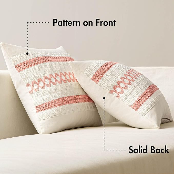 MIULEE Set of 2 Coral Red Boho Valentines Decorative Lumbar Pillow Covers 12x20 Inch Farmhouse Rustic Couch Throw Pillows Modern Spring Cushion Covers Cute Macrame Woven Home Decor for Bed Sofa Chair