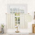LAMIT Short Linen Curtains 36 Inch Length for Half Window, Cream Ivory Semi Sheer Light Filtering Panels Back Tab and Rod Pocket Drapes for Basement/Kitchen, 2 Panels, 25 x 36 Inch