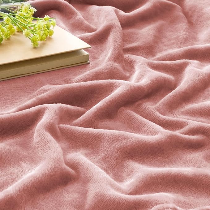 BEDELITE Fleece Blanket Twin Size Dusty Pink Throw Blankets for Couch & Bed, Luxury Plush Cozy Fuzzy Blanket 60x80 inches, Super Soft Warm Lightweight Throw Blanket for Travel Camping