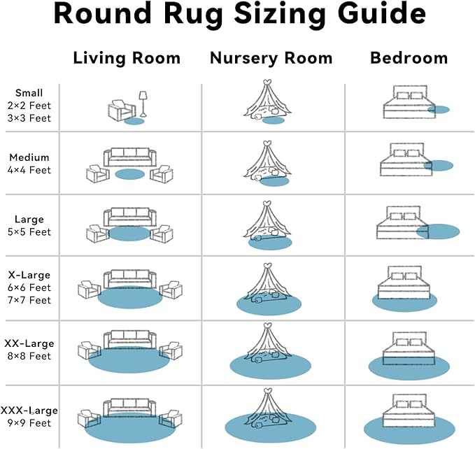 OLANLY Slate Blue Round Rugs for Bedroom - Machine Washable, 9 ft Circle Area Rugs for Living Room, Soft and Fluffy Shaggy Carpet for Teen Girl and Boys, Nursery Rooms, Dorms, Home Decor Aesthetic
