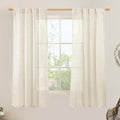 LAMIT 63 Inch Semi Sheer Linen Curtains, Light Filtering Panels Back Tab and Rod Pocket Neutral Drapes for Bedroom/Living Room, Natural, 2 Panels, 34 x 63 Inch