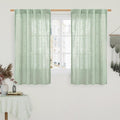 LAMIT 54 Inch Semi Sheer Window Linen Curtains, Light Filtering Panels Back Tab and Rod Pocket Country Decor Drapes for Bedroom/Farmhouse, Fresh Green, 2 Panels, 34 x 54 Inch