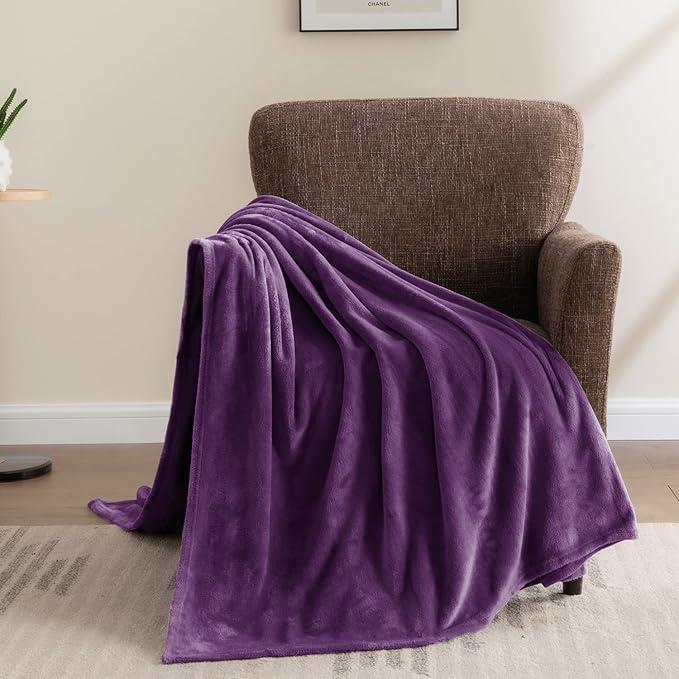 BEDELITE Fleece Blanket Twin Size Purple Throw Blankets for Couch & Bed, Luxury Plush Cozy Fuzzy Blanket 60x80 inches, Super Soft Warm Lightweight Throw Blanket for Travel Camping
