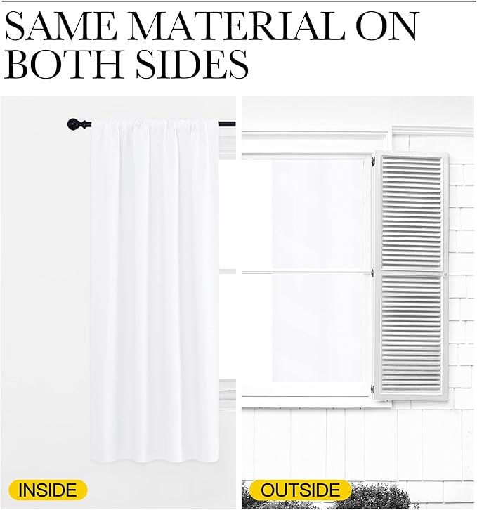 NICETOWN White Bedroom Curtain Panels - Multi-Function Noise Reducing Performance Window Treatment Thermal Insulated Rod Pocket Room Darkening Drapes for Nursery (2 Panels, 34 by 84)