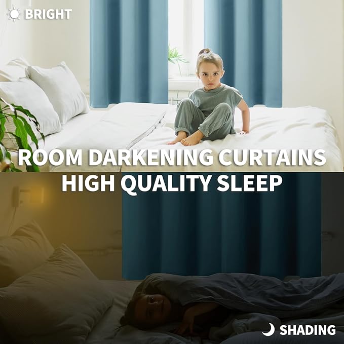 BGment Room Darkening Curtains 84 Inches Long - Grommet Thermal Insulated Drapes Window Treatment Curtains for Bedroom, 2 Panels, 52 x 84 Inch, Greyish Blue