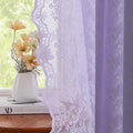 YJ YANJUN Vintage Lace Curtains 63 Inch Length-Victorian Floral Pattern Lavender Sheer Curtain Panels for Living Room Bedroom,Light Filtering, Romantic Girly Drapes 2 Panels 52W x 63L Light Purpel