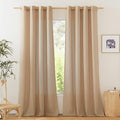 NICETOWN Living Room Curtains Camel Thick Linen Flax Texture, Grommet Semi Sheer Privacy Assured with Light Filtering Linen Weave Drapes for Bedroom/Farmhouse, W55 x L90, 2 Panels