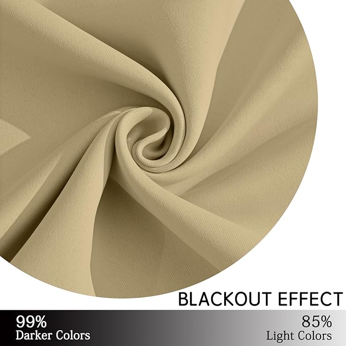 Yakamok Thermal Insulated Grommet Blackout Draperies/Drapes for Bedroom Window,Room Darkening Curtain Panels (2 Panels, W38 x L84 -Inch, Beige)