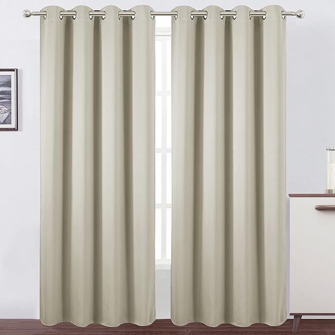 LEMOMO Light Beige Thermal Blackout Curtains/52 x 108 Inch/Set of 2 Panels Room Darkening Curtains for Bedroom