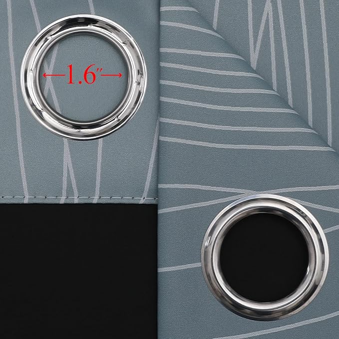 Estelar Textiler Stone Blue and Greyish White Ombre Blackout Curtains 54 Inch Length 2 Panels, Full Room Darkening Drapes for Kitchen, Thermal Insulated Grommet Short Curtains for Bedroom,42Wx54L