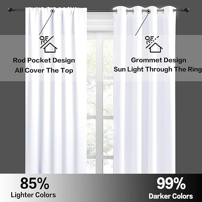 RYB HOME Large Curtains for Bedroom 84 inches Long 2 Panels Set, Privacy Thermal Insultaed Sunlignt Heat Blocking Drapes for Sliding Patio Door, Width 70 by Length 84, Pure White