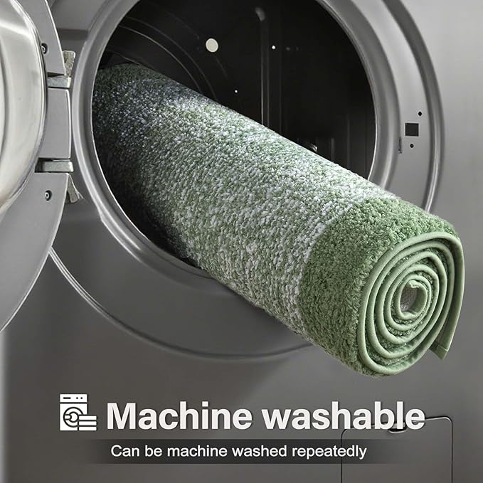 36x24 Large Bathroom Rugs Washable Non Slip, Green Bath Mat for Bathroom Floor Tub, Soft Absorbent Quick Dry Mats for Shower, Bathtub,Home Decor