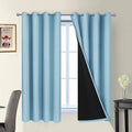 Yakamok 100% Blackout Curtains Energy Saving Thermal Insulated 2 Thick Layers Completely Blackout Drapes with Black Liner for Bedroom (52Wx63L,Sky Blue, 2 Panels)