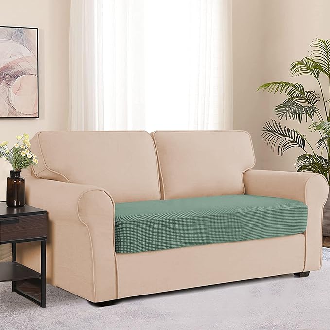 Water-Repellent Sofa Cushion Slipcovers Couch Cover, Couch Cushion Cover for Camper Dinette, Pet Furniture Protector Loveseat Cushion Cover (Medium, Matcha Green)