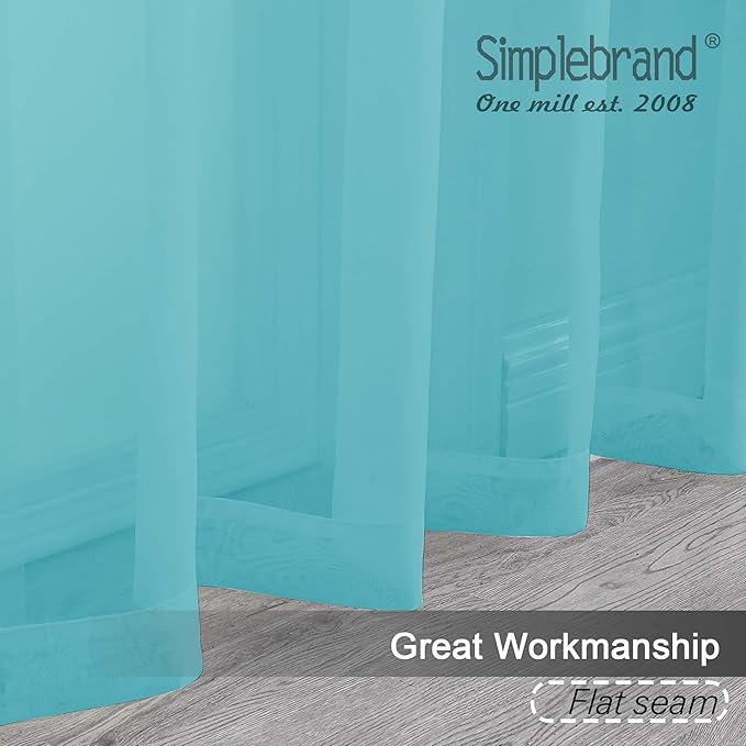 Simplebrand Aqua Sheer Curtains 63 Inch Length 2 Panels, Rod Pocket Solid Color Window Sheer Curtain Panels, Elegant Curtains & Drapes for Living Room, Bedroom 2 Panels (Ivory, 42" W x 63" L)