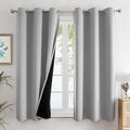 ChrisDowa 100% Blackout Curtains 63 inch Long for Bedroom with Black Liner, 2 Thick Layers Total Blackout Thermal Insulated Grommet Window Curtains 2 Panels Set (Light Grey, 38 x 63 Inch)