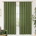 LAMIT Olive Green Linen Curtains for Bedroom, Faux Linen Textured Light Filtering Drapes Rod Pocket Boho Neutral Christmas Panels for Farmhouse/Living Room, 2 Panels, 52 x 72 Inch
