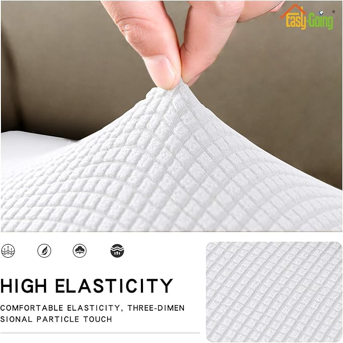 Easy-Going Stretch Cushion CoverSofa Cushion Furniture Protector Sofa Seat Sofa slipcover Sofa Cover Soft Flexibility with Elastic Bottom(Oversized Sofa Cushion,Snow White)