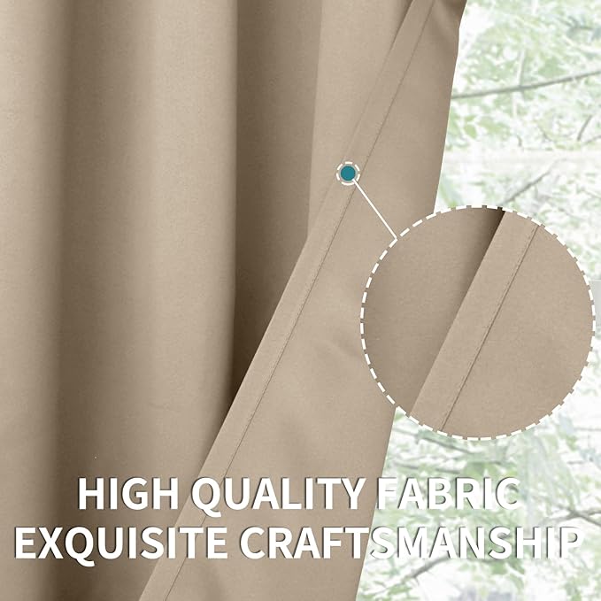 BGment Blackout Curtains - Grommet Thermal Insulated Room Darkening Bedroom and Living Room Curtains, Set of 2 Panels (52 x 45 Inch, Sand)