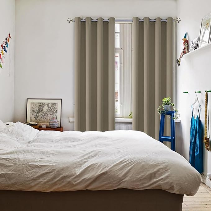 BGment Room Darkening Curtains 84 Inches Long - Grommet Thermal Insulated Drapes Window Treatment Curtains for Bedroom, 2 Panels, 52 x 84 Inch, Cocoa