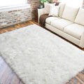 LOCHAS Soft Fluffy Faux Fur Rugs for Bedroom Bedside Rug 4x6 Feet, Washable, Furry Sheepskin Area Rug for Living Room Girls Room, Luxury Shag Carpet Home Decor, White