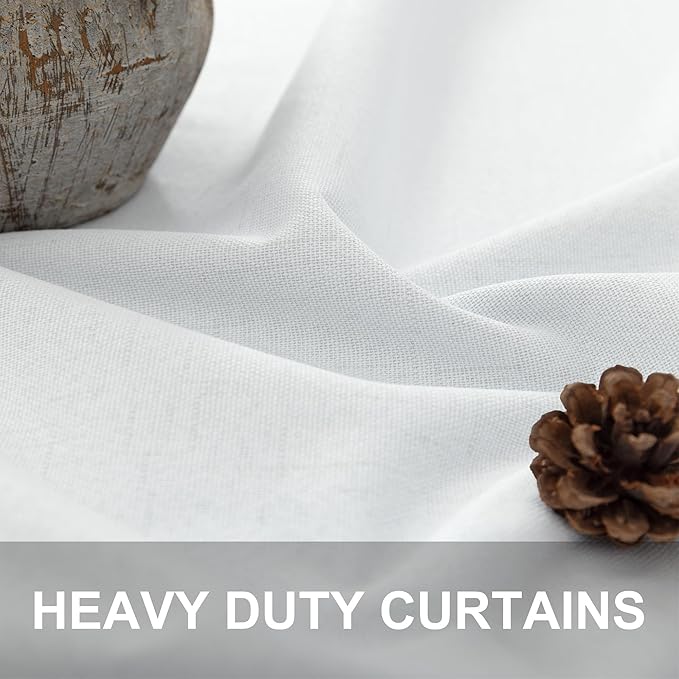 Neutral 10ft Blackout Curtains 120 Inches Long Elegant Cottage Floor Length Blinds Shades Tall Linen Curtain for Sliding Door 2 Panels Privacy Room Divider Drapes for Living Room Villa Back Tab White