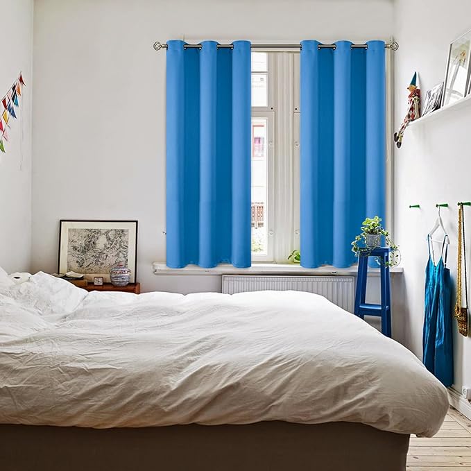 BGment Room Darkening Curtains 45 Inches Long - Grommet Thermal Insulated Drapes Window Treatment Curtains for Bedroom, 2 Panels, 38 x 45 Inch, Classic Blue
