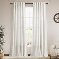 Cream Semi Sheer Curtains 96 Inches Long Back Tab Pocket Ivory Linen Living Room Curtain 2 Panel Sets Light Filtering Luxury Drapes Boho Farmhouse Room Curtains for Bedroom Aesthetic 8Ft 40x96