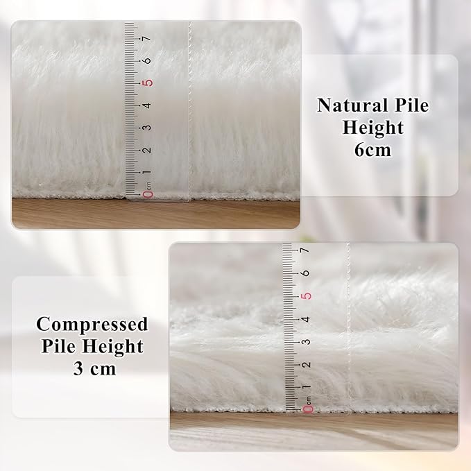 ORINOVA White Faux Sheepskin Shag Fur Rug Washable Area Rugs for Living Room Nursery Rugs for Bedroom 2x3 Rectange Rug Cute Home Décor