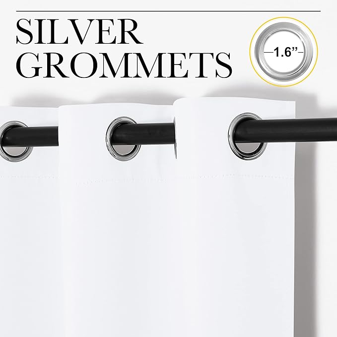 NICETOWN Draperies Curtains Panels, 2 Panels, 29 by 40, White, Blocking Out 50% Sunlight Window Treatment Curtains, Grommet Top Small Window Drapes for Bedroom
