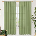 LAMIT Sage Green Linen Curtains 72 inches Long for Living Room, Soft Thick Semi Sheer Light Filtering Rod Pocket Privacy Window Treatments Drapes for Bedroom, 2 Panels Set, 52 x 72 Inch