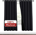 NICETOWN 100% Blackout Window Curtain Panels, Full Light Blocking Drapes with Black Liner for Nursery, 72 inches Drop Thermal Bedroom Drapes and Curtains (Black, 2 Pieces, 62 inches Wide Per Panel)