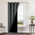 Yakamok 100% Blackout Curtains 96 Inches Long, 2 Thick Layers Heat and Full Light Blocking Soft Thermal Insulated Drapes for Bedroom(52" Wide Each Panel, Dark Grey, 1 Panel)