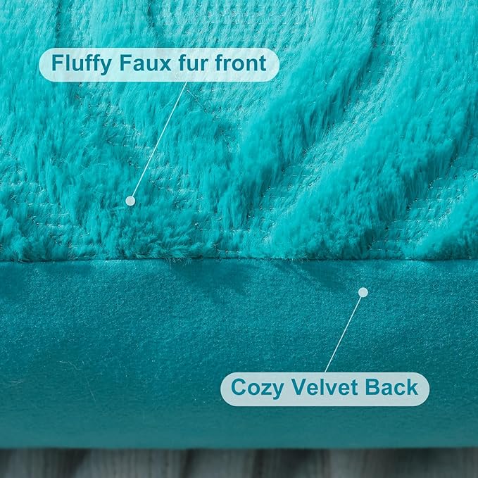 decorUhome Summer Throw Pillow Covers 12x20 Inch Set of 2, Soft Plush Faux Wool Turquoise Solid Couch Pillow Covers, Accent Farmhouse Neutral Rectangle Pillow Cases for Sofa Bed Living Room