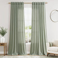 Nanspring Desert Sage Linen Curtains Semi Sheer 96 Inches Long 2 Panels Set for Living Room Back Tab Rod Pocket Light Filtering Drape for Bedroom Modern Farmhouse Coastal Decor Protect Privacy 52x96