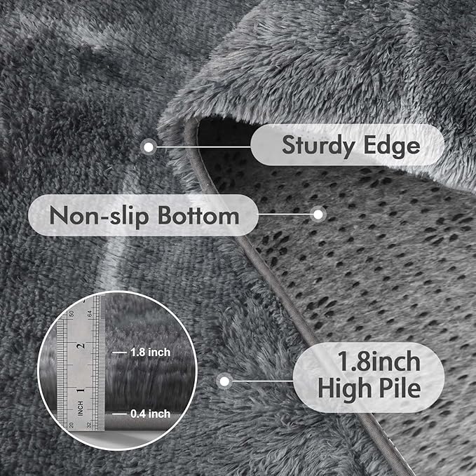 Area Rugs for Living Room, 5x7 Feet Soft Fluffy Shagg Plush Rug High Pile Non-Slip Floor Carpet for Bedroom Nursery Kids Home Dorm Decor Grey Star