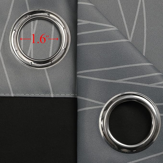 Estelar Textiler Grey and Greyish White Ombre Blackout Curtains 90 Inches Long 2 Panels Set, Thermal Insulated Drapes for Bedroom, Full Room Darkening Gray Grommet Curtains for Living Room,52Wx90L