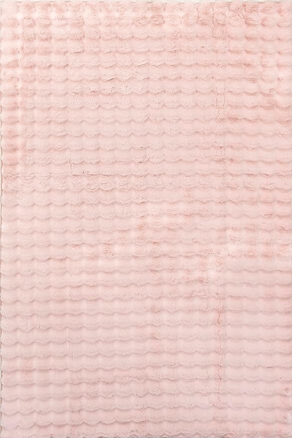 nuLOOM 5' x 8' Cozy Plush Area Rug, Machine Washable, Non-Slip, Soft Fluffy Shag Carpet for Living Room Bedroom Kids Room Nursery Home Decor, Jeni Blush