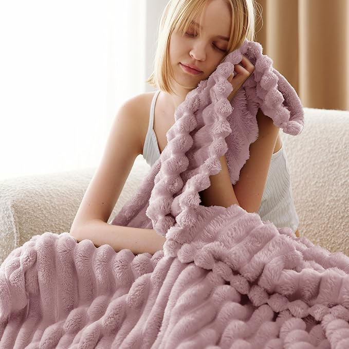 Bedsure GentleSoft Pink Fleece Blanket for Couch - Cozy Soft Blankets for Women, Cute Small Throws for Girls, Pink Decor Gifts for Home Room Office, 50x60 Inches