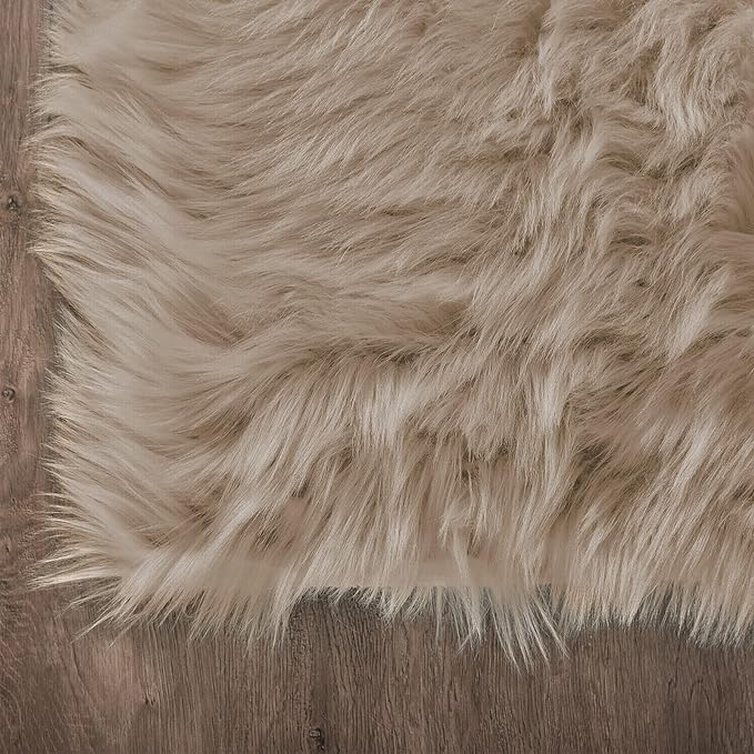 Latepis Large Round Rugs 6ft Light Brown Beige Circle Faux Sheepskin Rug Fluffy Fur Plush Shag Rug for Living Room Bedroom Carpet Plush Rugs Home Decor