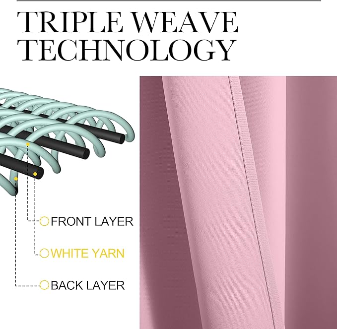 NICETOWN RV Blackout Curtains for Camper Windows, Rouge Pink, 42" x 36", Set of 2, Kitchen Curtains, Short Blackout Drapes, Thermal Insulated Rod Pocket Window Treatment Draperies for Nursery